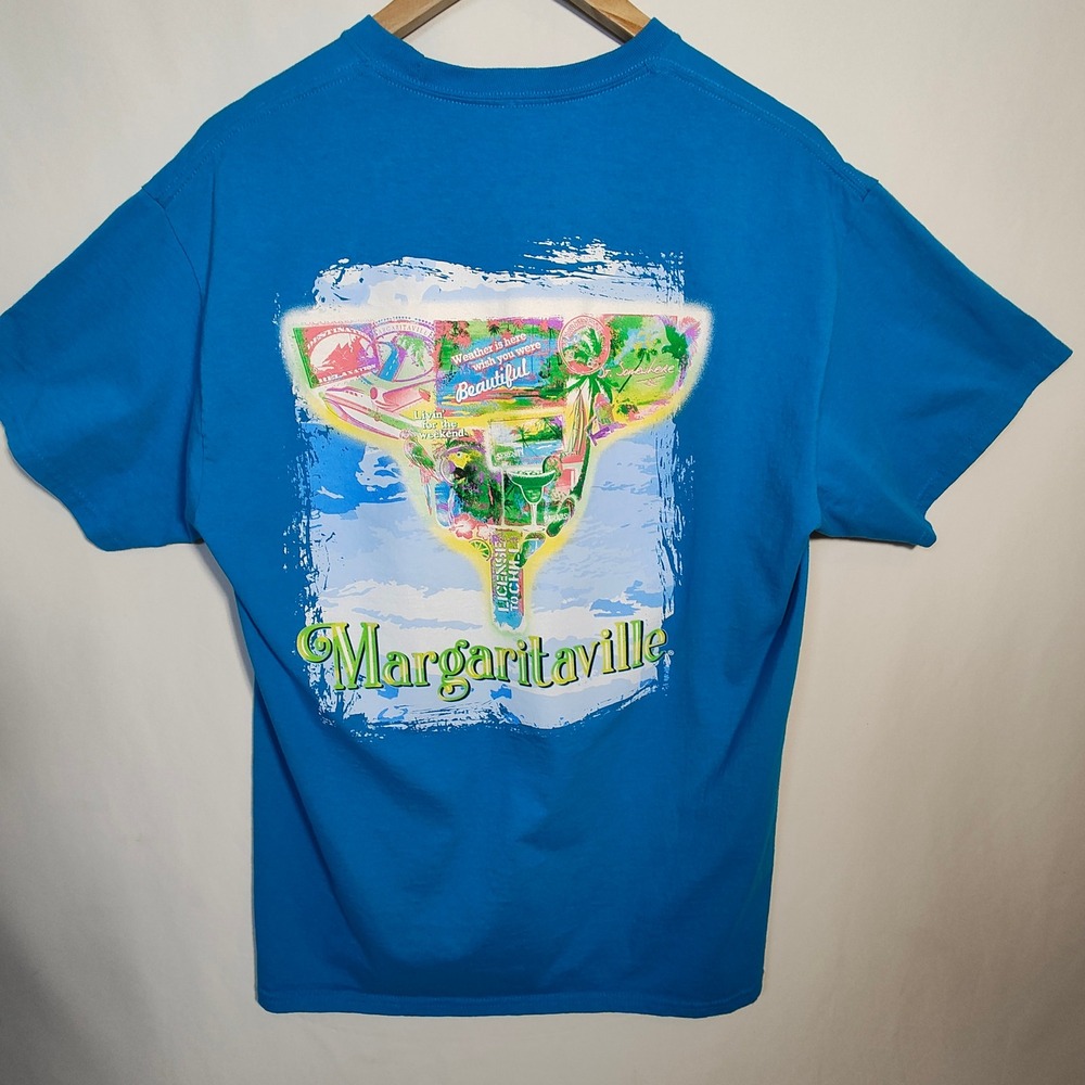 Margaritaville T-Shirt Women's Large Blue Full‑Back Tropical Graphic - Picture 6 of 7